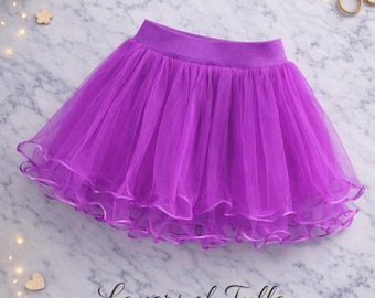 Gonna tutù viola da balletto, gonna da ballo in tulle a strati, completo per saggio di danza per bambina