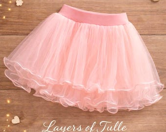 Baby Pink Tulle Tutu Skirt, Girls Ballet Dance Dress Up, Toddler Party Outfit