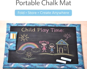 Shark Chalkboard Mat, Foldable Kids Travel Activity, Reusable Drawing Pad