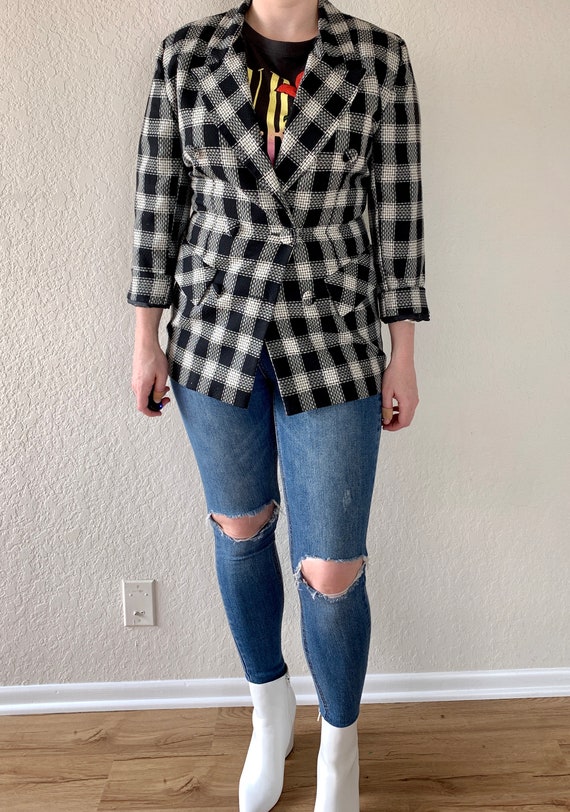 Vintage Blazer, 90s Oversized Blazer, Plaid Blaze… - image 6