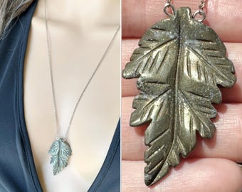 Raw Pyrite Necklace, OOAK Pyrite Pendant, Large Pyrite Stone Necklace Sterling Silver or Gold Crystal Pendant, Gemstone Jewelry EXACT STONE