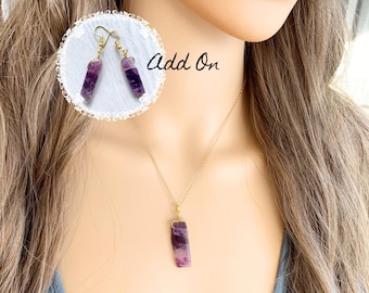 Amethyst Halskette Ohrringe Set Sterling Silber, Gold Füllen Handgemachte Lila Edelstein Anhänger Halskette Februar Birthstone Schmuck BESTSELLER