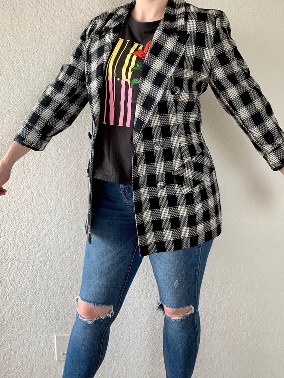 Vintage Blazer, 90s Oversized Blazer, Plaid Blaze… - image 2