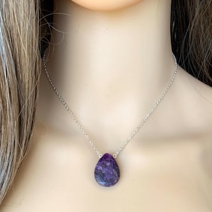 Purple Lepidolite Necklace Sterling Silver or Gold Healing Crystal Necklace, Dainty Purple Gemstone Necklace Set Gift for Women BESTSELLER