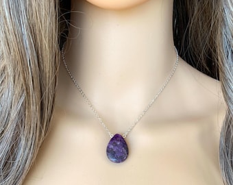 Dainty Lepidolite Necklace Sterling Silver 14k Gold Fill Handmade Purple Gemstone Pendant Necklace Healing Crystal Necklace Self Love Stone