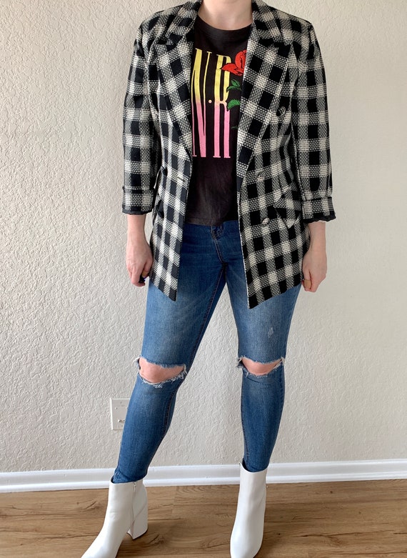 Vintage Blazer, 90s Oversized Blazer, Plaid Blaze… - image 4