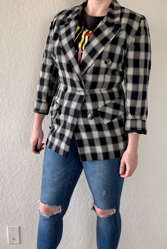 Vintage Blazer, 90s Oversized Blazer, Plaid Blaze… - image 3