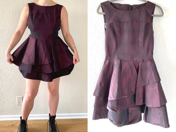Vintage Cue Dress, Purple Designer Dress, Vintage