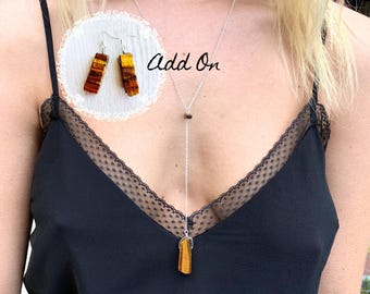 Tiger's Eye Necklace & Earrings Set Sterling Silver, Gold Filled Tiger Eye Jewelry, Handcrafted Protection Stone Jewelry FREE SHIPPING