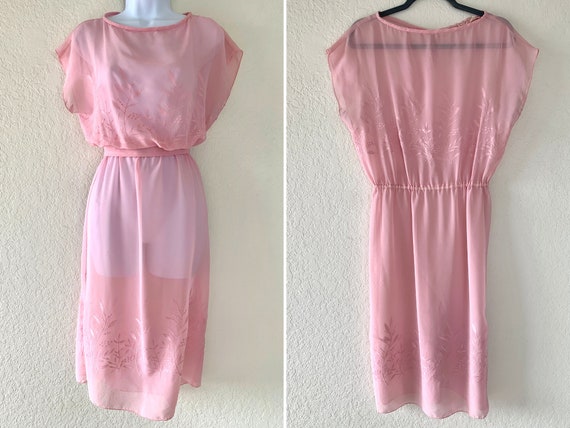 Vintage 1950s Dress, Vintage Pink Dress, Floral Dr