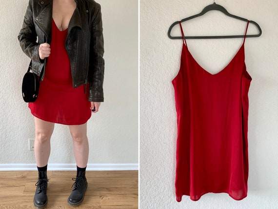 90s Slip Dress, Vintage Red Dress, Friends Outfit,