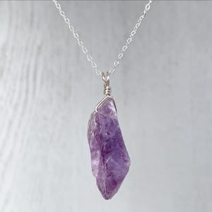 RAW Amethyst Necklace Sterling Silver or Gold Real Amethyst Necklace, Mens Necklace, Purple Crystal Necklace, Christmas Gift for Women, Her