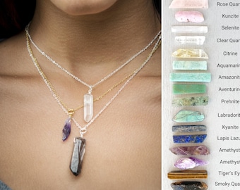 Custom Raw Crystal Pendant Necklace: Sterling Silver, Gold Filled