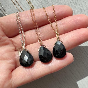 RAW BLACK TOURMALINE Pendant Gold or Silver Tourmaline Necklace, Black Tourmaline Jewelry, Black Gemstone Necklace, Birthday Gift for Mom