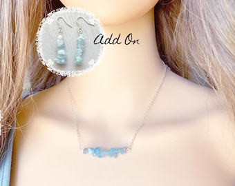 Aquamarine Necklace Earrings Set: Sterling Silver March Birthstone Jewelry