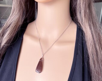 Handmade Smoky Quartz Teardrop Pendant: Gold or Silver Necklace