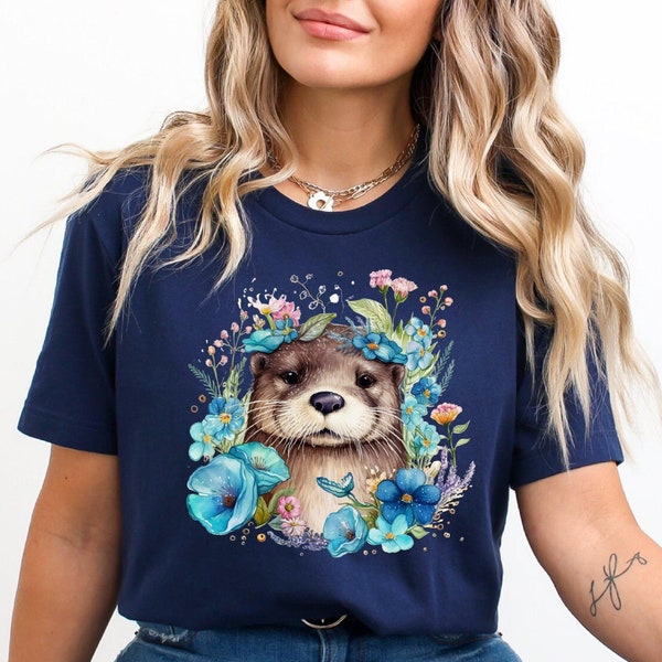 Otter Floral Shirt, Otter Lover Gift, Animal Lover Shirt, Sea Otter Gift, Otter Graphic Shirt, Funny Otter Tee, Otter Gift Shirt, Cute Otter