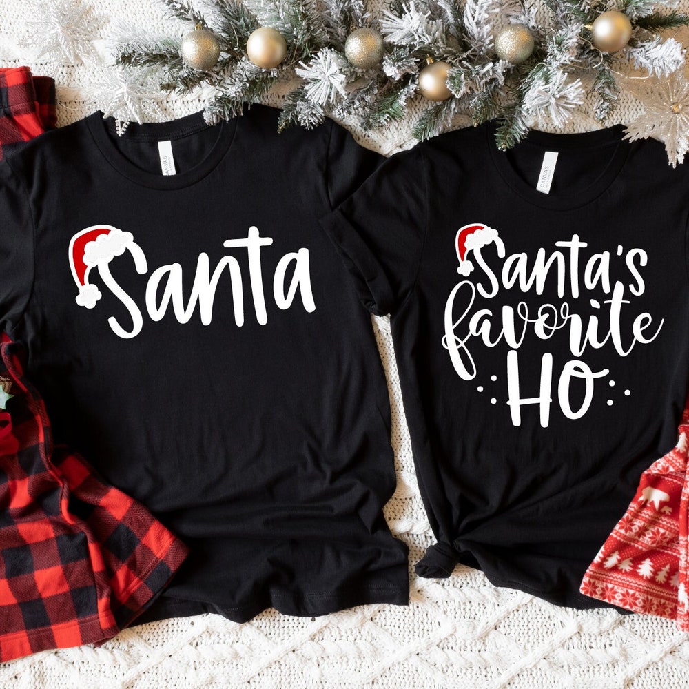 Christmas Couple Santa And Santa'S Favorite Ho Shirt, Christmas Party Shirt, Funny Christmas Shirt, Matching Couple Christmas Shirt, Santa Matching Shirt Funny Christmas