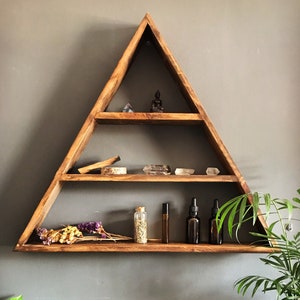 MYSTIC TREE, Triangular wooden shelving, Wood triangle, wood shelving