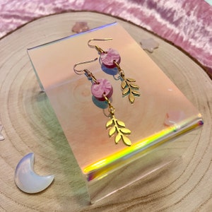 Hangoorbellen met bladdruppels – 18 kt verguld, Cottagecore-sieraden