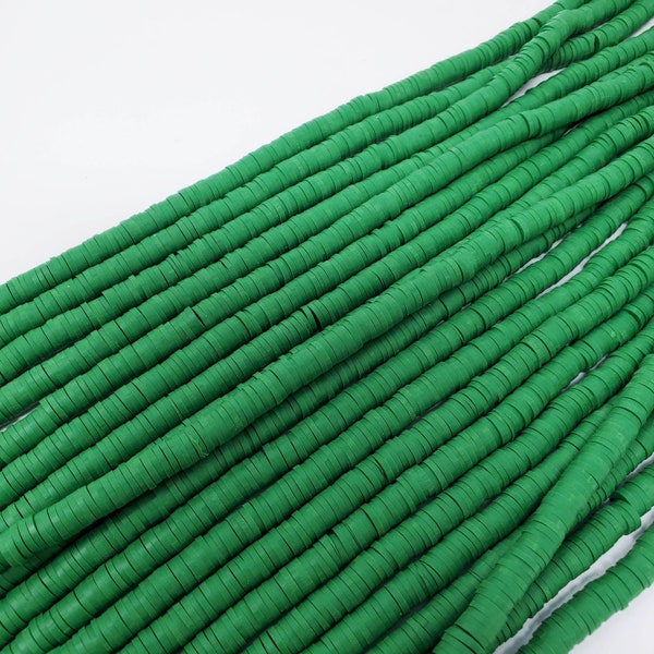 Classic verde 6mm Heishi abalorios, polímero arcilla perlas, cuentas de vinilo africano, disco ronda plana cuentas