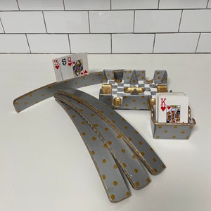 Hand painted 6 piece canasta tray set