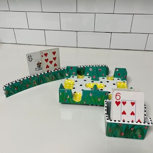 3 piece hand painted canasta tray set