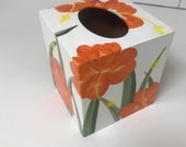 Hand painted wood boutique tissue box