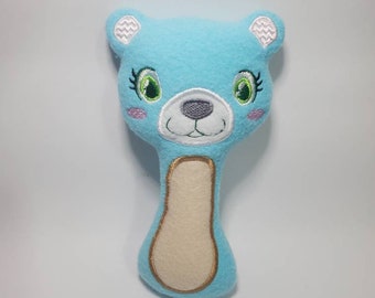 Blue Bear, Baby Rattle, Safe, Baby Gift, Animal Toys