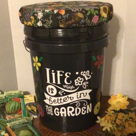 Garden Theme 5 Gallon Bucket Seat, Cushion Bucket Lid, Cushion