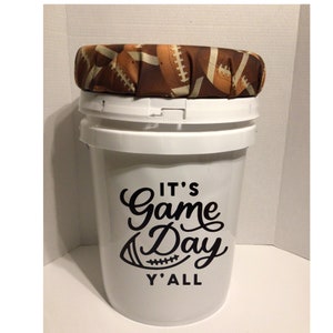 5 Gallon Cushion Lid Seat, Football Theme Fabric, Stylish Bucket Lid, Outdoor Cushion Lid, Bucket Lid, Twist off Cushion Bucket Lids