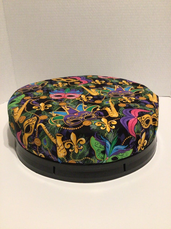 5 Gallon Cushion Lid Seat, Mardi Gras Theme Fabric, Stylish Bucket Lid,  Outdoor Cushion Lid, Bucket Lid, Twist off Cushion Bucket Lid, 