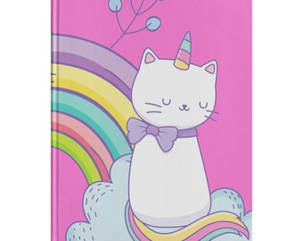 Diario Sleepy Time Kitty, diario de tapa dura, diario de escritura, diario de dibujo, diario alegre,