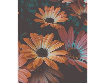 Orange Colored Flower Journal, Hardcover Journal, Writing Journal,