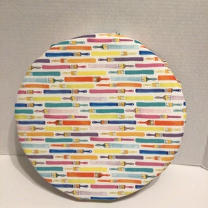 5 Gallon Cushion Lid Seat, Painters Theme Fabric, Stylish Bucket Lid, Outdoor Cushion Lid, Bucket Lid, Work Bucket Lid,Twist off Bucket Lid