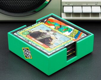 Teenage Mutant Ninja Turtles Classic Card Tile Coaster Set of 4 with Custom Holder - 1989 TMNT - See Photos!