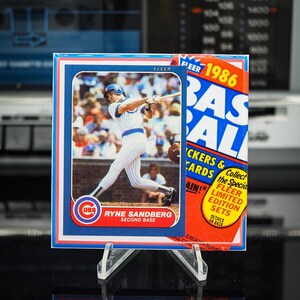 Posavasos de azulejos con la tarjeta clásica de Ryne Sandberg - Chicago Cubs - Fleer Baseball 1986 - 1/OE