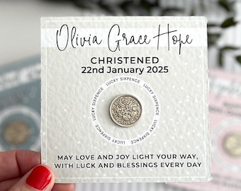Christening Sixpence Keepsake - Traditional Baptism Baby Gift for Boys or Girls