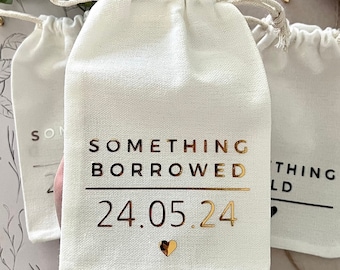 Something Old New Borrowed Blue Wedding Bags | Personalised Bride Gift | Something Blue Bridal Pouch | Wedding Day Keepsake