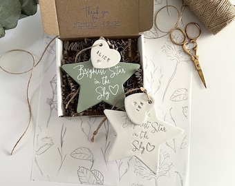 Brightest Star in the Sky Memorial | Remembrance Ornament | Loss Keepsake | Handmade Bereavement Present | Custom Condolences Letterbox Gift