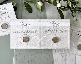 Couples Lucky Sixpence Wedding Keepsakes | Bride & Groom Gifts | Good Luck Wedding Gift | Personalised Name Wedding Day Poem