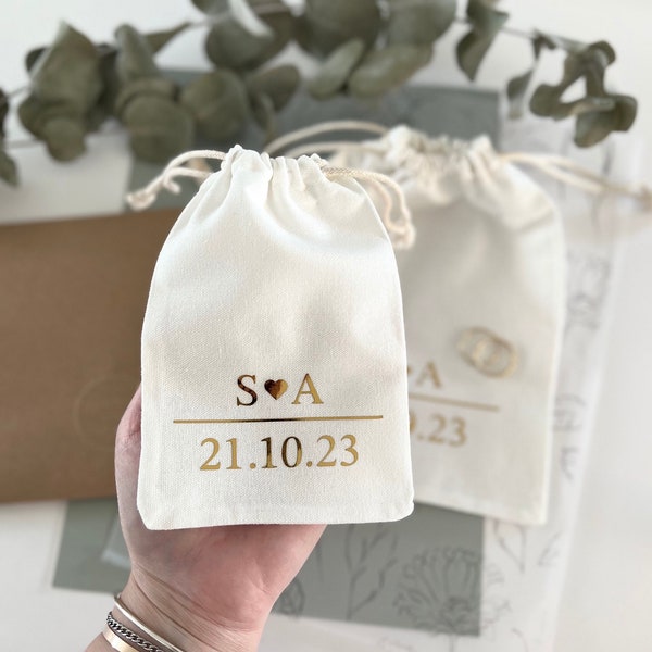 Personalised Wedding Ring Bag | Cotton Gift Bag | Ring Bearer Bag  | Luxury Gift Bag | Personalised Initial Jewellery Bag | Gift Pouch