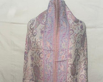 white pashmina stole with flower work stole