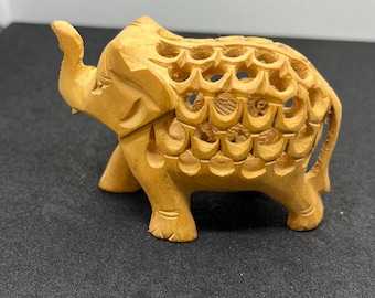 Handgeschnitzte Holz Elefant Figurine Good Luck Wohnkultur Elefant