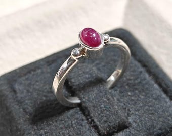 Anillo de rubí rojo intenso 100% natural, plata de ley 925 – Joyería con piedras preciosas