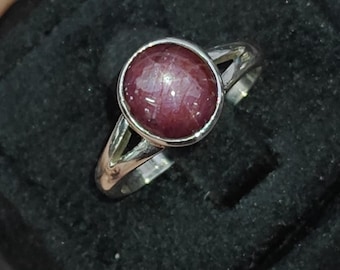 Star Ruby Ring 92.5 Sterling Silver Gift ring!