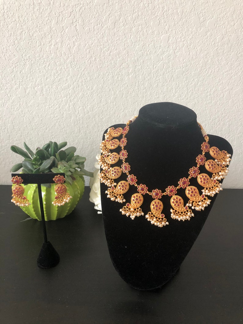 Kemp mango necklace with guttipoosalu pearls
