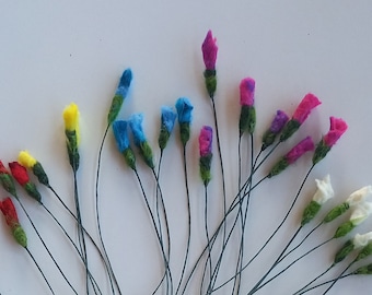 flores artificiales, capullos de flores, ramo de flores, fieltro, flor de lana, hecho a mano, lana afieltrada, lana cardada, creación única,