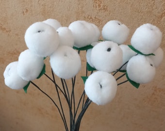 flor artificial, fieltrado, flor de pompón, decoración, ramo, flor de lana, fieltro de lana, hecho a mano, creación única, original, pompón