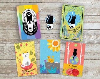 Limited Edition BLOOMING CAT TAROT , 90 Card Deck with 12 Zodiac Cards, Cat Tarot, Cat Tarot Deck, Gift for Cat Lovers, Cute Tarot
